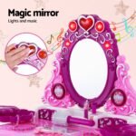 Keezi Kids Pretend Makeup Play Set Dressing Table Chair Girls Toys Children - Image 4