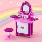 Keezi Kids Pretend Makeup Play Set Dressing Table Chair Girls Toys Children - Image 8