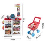 Keezi Kids Pretend Role Play Supermarket 24 Piece Playset Cash Register Trolley - Image 2