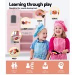 Keezi Kids Kitchen Play Set Wooden Pretend Toys Cooking Children Food Pink - Image 5