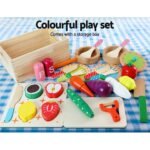 Keezi Kids Kitchen Play Set Wooden Pretend Toys Cooking Children Food Pink - Image 7