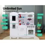 Keezi Kids Kitchen Play Set Wooden Pretend Toys Cooking Children Food White - Image 5