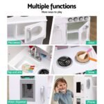 Keezi Kids Kitchen Play Set Wooden Pretend Toys Cooking Children Food White - Image 6