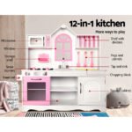 Keezi Kids Kitchen Play Set Wooden Pretend Toys Cooking Children Storage Cabinet - Image 3