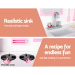 Keezi Kids Kitchen Play Set Wooden Pretend Toys Cooking Children Storage Cabinet - Image 4