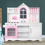 Keezi Kids Kitchen Play Set Wooden Pretend Toys Cooking Children Storage Cabinet - Image 8