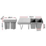 Cefito Pull Out Bin Kitchen Double Basket 2X20L Grey - Image 2