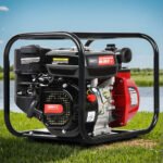 Giantz Petrol Water Pump, 2" 7HP Max High Flow Transfer Fire Fighting Pumps Rain Tank Oil Irrigation Garden Farm Pond Outdoor Irrigations, with Hose Fittings Inlet Filter Rubber Feet Black Red