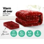 Giselle Bedding Faux Mink Quilt Burgundy Queen - Image 3