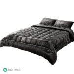 Giselle Bedding Faux Mink Quilt Charcoal Queen - Image 2