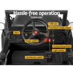 Rigo Kids Electric Ride On Car Jeep Military Off Road Toy Cars Remote 12V Black - Image 4