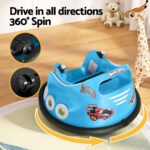 Kids Ride On Car Bumper Electric Toys Cars Light Remote Angry Birds Sticker Blue - Image 6