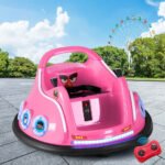 Kids Ride On Car Bumper Electric Ride On Cars Light Remote Angry Birds Sticker Pink