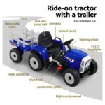 Rigo Kids Electric Ride On Car Tractor Toy Cars 12V Blue - Image 4