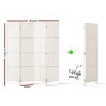 Artiss 4 Panel Room Divider Screen 163x170cm Woven White - Image 2