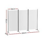 Artiss 3 Panel Room Divider Screen 260x180cm Fabric White - Image 2