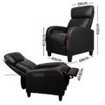 Artiss PU Leather Reclining Armchair - Black - Image 2