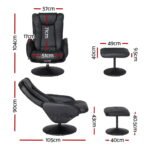 Artiss 2X Recliner Chair Ottoman Heated Massage Black - Image 2