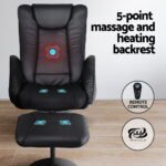 Artiss 2X Recliner Chair Ottoman Heated Massage Black - Image 5
