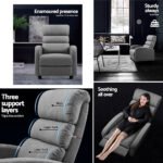 Artiss Recliner Armchair Grey Fabric Bolivia - Image 4