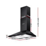 Devanti 600mm Range Hood 60cm Rangehood Black - Image 2
