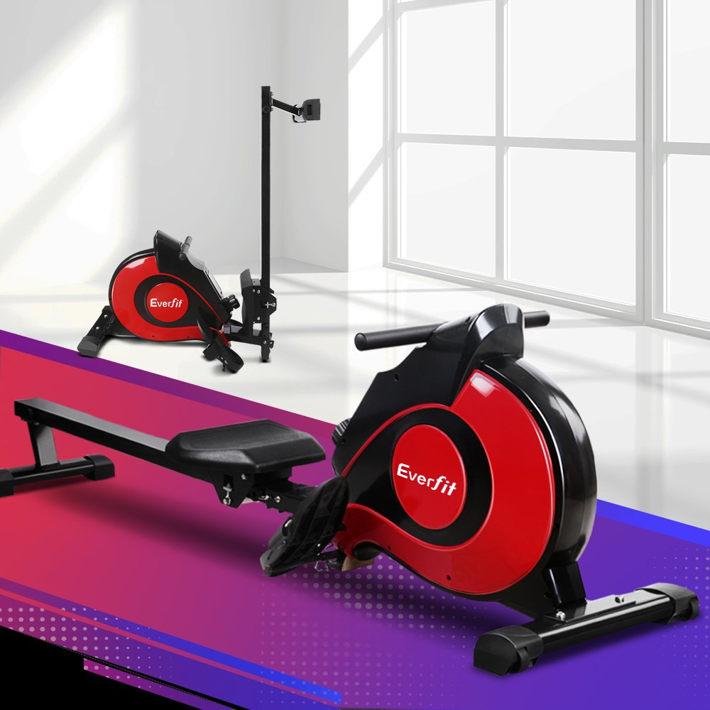 ROWING-MAG-RO-10207-07 Everfit Rowing Machine Rower Magnetic Resistance Exercise Gym Home Cardio Red - Image 1