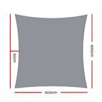Instahut Shade Sail 6x6m Rectangle 280GSM 98% Grey Shade Cloth - Image 2
