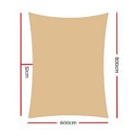 Instahut Shade Sail 6x8m Rectangle 185GSM 95% Sand Shade Cloth - Image 2