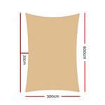 Instahut Waterproof Shade Sail 3x6m Rectangle Sand 95% Shade Cloth - Image 2
