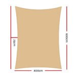 Instahut Waterproof Shade Sail 4x6m Rectangle Sand 95% Shade Cloth - Image 2