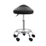 Artiss Salon Stool Saddle Swivel Chair Black - Image 4