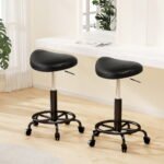 Artiss 2x Salon Stool Saddle Swivel Chair - Image 7