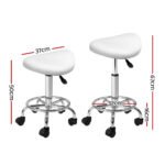 Artiss Salon Stool Saddle Swivel Chair White - Image 2