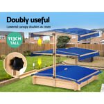 Keezi Kids Sandpit Wooden Sandbox Sand Pit with Canopy Bench Seat Toys 101cm - Image 6