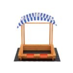Keezi Kids Sandpit Wooden Sandbox Sand Pit with Canopy Water Basin Toys 146cm - Image 3