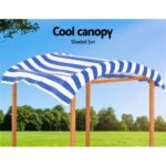 Keezi Kids Sandpit Wooden Sandbox Sand Pit with Canopy Water Basin Toys 146cm - Image 5
