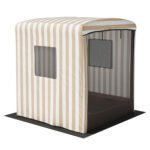 Keezi Kids Sandpit Wooden Sandbox Sand Pit with Canopy Window Water Basin 120cm - Image 4