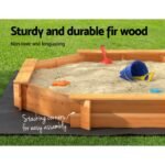 Keezi Kids Sandpit Wooden Round Sand Pit with Cover Bench Seat Beach Toys 182cm - Image 5