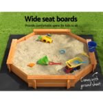 Keezi Kids Sandpit Wooden Round Sand Pit with Cover Bench Seat Beach Toys 182cm - Image 6
