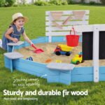 Keezi Kids Sandpit Wooden Round Sand Pit Funnel Bench Seat Beach Toys 215cm - Image 4