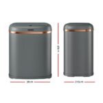 Devanti 38L Motion Sensor Bin Rubbish Automatic Grey - Image 2