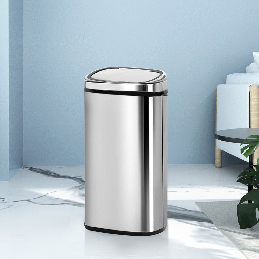 SB-68L-S06-A-5436-07 Devanti 68L Motion Sensor Bin Rubbish Automatic Silver - Image 1