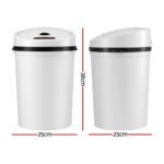 Devanti Sensor Bin Motion Rubbish Bins Kitchen Automatic Trash Can White 9L - Image 2
