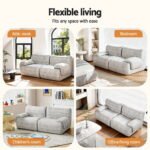 Artiss 2 Seater Sofa Modular Sectional Sofas Couch Bed No Assembly Living Room Grey - Image 5