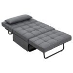 Artiss Sofa Bed Lounge Convertible Ottoman 1 Seater Couch Recliner Linen Grey - Image 3