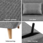 Artiss Sofa Bed 2 Seater Convertible Couch Recliner Lounge Chair Linen - Image 6