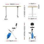 Artiss Under Desk Folding X-Bike with 140cm Automatic Standing Desk Magnetic Resistance Oak - Image 2