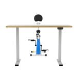 Artiss Under Desk Folding X-Bike with 140cm Automatic Standing Desk Magnetic Resistance Oak - Image 3
