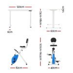 Artiss Under Desk Folding X-Bike with 120cm Automatic Standing Desk Magnetic Resistance White - Image 2