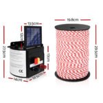 Giantz Fence Energiser 3KM Solar Powered Electric 500M Poly Rope - Image 2